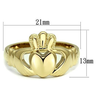 AL-0110-57 Zlacený ocelový prsten Claddagh