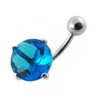 BP01001-A Stříbrný piercing do pupíku - zirkon 12 mm