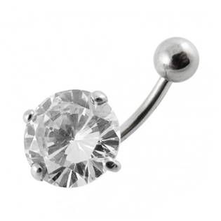 BP01001-Q Stříbrný piercing do pupíku - zirkon 12 mm