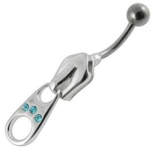 BP01007-C Stříbrný piercing do pupíku - zip
