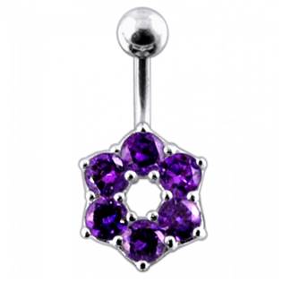 BP01016-Q Stříbrný piercing do pupíku - kytička