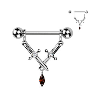 BR01032 Ozdobný piercing do bradavky s dýkami