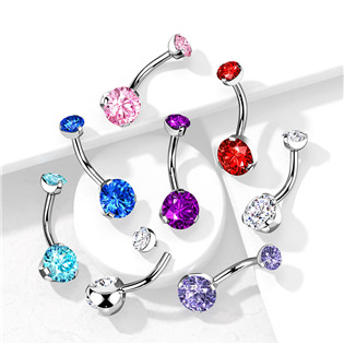 BS0010-TZ Ocelový piercing do pupíku - vnitřní závit