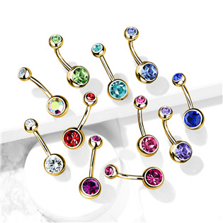 BS01014-Q Pozlacený piercing do pupíku - banánek