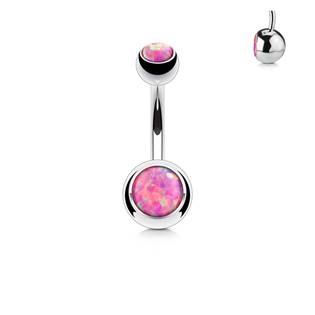BS1063-WH Piercing do pupíku - banánek opál