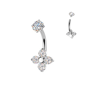 BS1067 Ocelový piercing do pupíku kytička