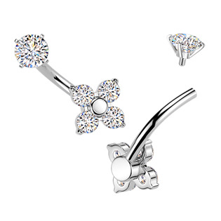 BS1067 Ocelový piercing do pupíku kytička