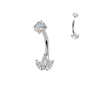 BS1069 Ocelový piercing do pupíku se zirkony