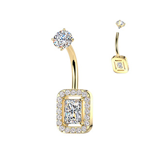BS1079-GD Zlacený ocelový piercing do pupíku