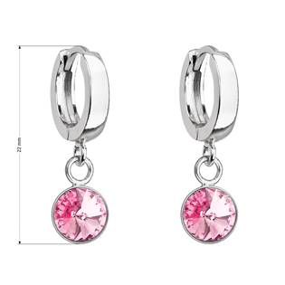EG2227-RO Stříbrné visací náušnice s krystalem Crystals from Swarovski® Rose