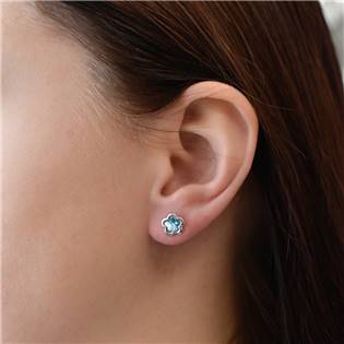 EG2511-AQ Stříbrné náušnice kytičky Crystals from Swarovski® Aqua