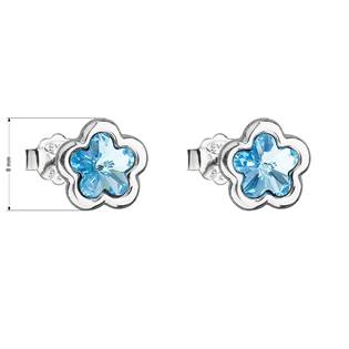 EG2511-AQ Stříbrné náušnice kytičky Crystals from Swarovski® Aqua