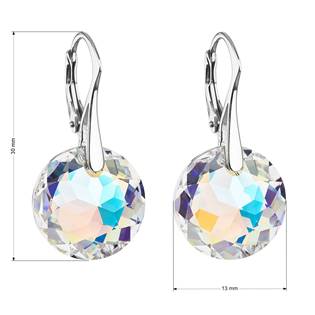 EG2872 Stříbrné náušnice visací s krystaly Swarovski ab efekt kulaté 31296.2