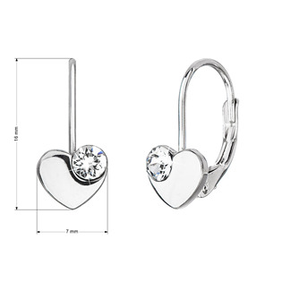 EG2886-CR Stříbrné náušnice srdíčka se Swarovski krystaly, Crystal