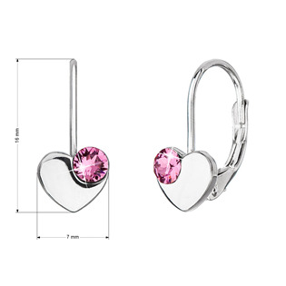EG2886-RO Stříbrné náušnice srdíčka se Swarovski krystaly, Rose