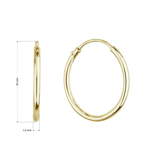 EG2897-GD Pozlacené stříbrné náušnice kruhy 20mm