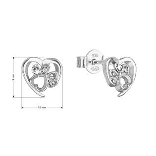 EG2908 Stříbrné náušnice pecky s krystaly Swarovski psí tlapky