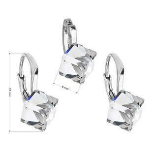 EG3012-CR Stříbrný set náušnic kostky Crystals from Swarovski® Crystal