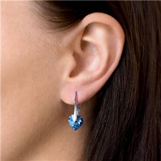 EG3046-BB Sada náušnic a přívěšku se srdíčky Crystals from Swarovski® Montana Blue