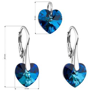 EG3046-BB Sada náušnic a přívěšku se srdíčky Crystals from Swarovski® Montana Blue