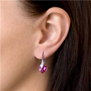 EG3046-RO Sada náušnic a přívěšku se srdíčky Crystals from Swarovski® Fuchsia