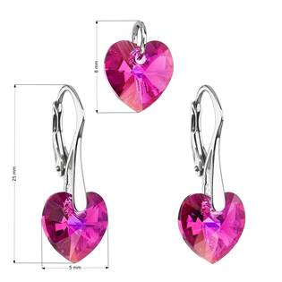 EG3046-RO Sada náušnic a přívěšku se srdíčky Crystals from Swarovski® Fuchsia
