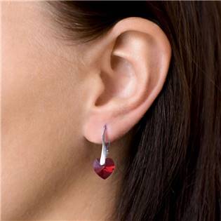 EG3046-SI Sada náušnic a přívěšku se srdíčky Crystals from Swarovski® Siam