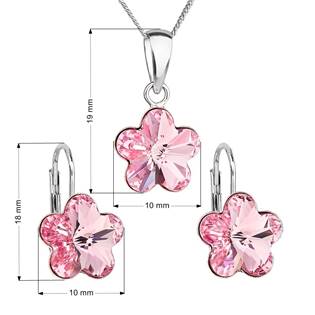 EG3057-RO Sada stříbrných šperků s kytičkami Crystals from Swarovski® Rose