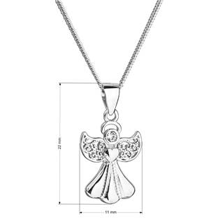 EG4252 Stříbrný náhrdelník anděl se Swarovski krystaly bílý