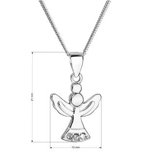 EG4253 Stříbrný náhrdelník anděl se Swarovski krystaly bílý