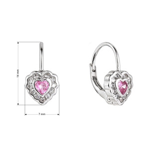 EG9009-PK Stříbrné náušnice dětské srdíčka, Rose