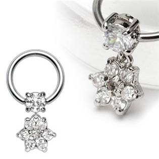 K01002 Piercing - kruh - kytička s kamínky