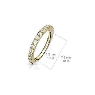 K1041-GD Piercing segment kruh s kamínky, zlacený