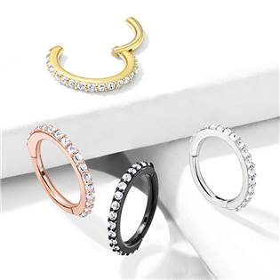 K1041-GD Piercing segment kruh s kamínky, zlacený