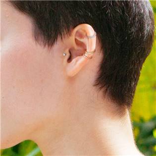 K1041-GD Piercing segment kruh s kamínky, zlacený