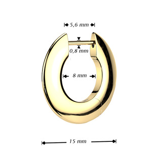 KM2031GD-15 Pozlacené titanové náušnice - kruhy 15 mm