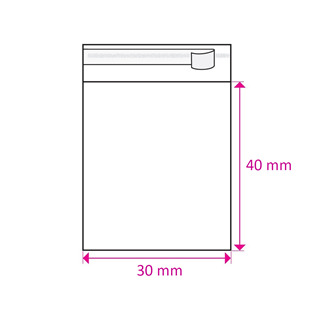 KR1039-1000 Celofánové sáčky s klopou a lepícím proužkem 30 x 40 mm / 1000 ks