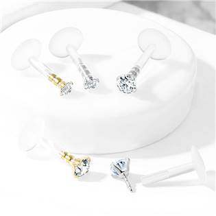 LB0028GDC-120803 Zlacený piercing do brady BioFlex, 3 mm zirkon