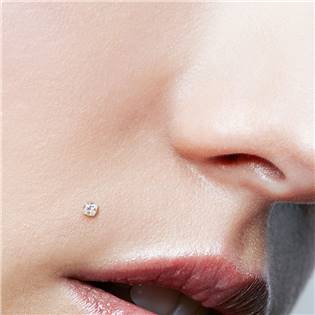 LB0029GDC-120802 Zlacený BioFlex piercing do brady, zirkon 2x2 mm