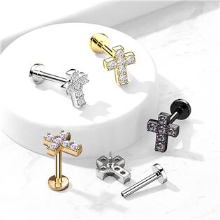 LB0039ST-1206 Labreta / cartilage piercing - křížek