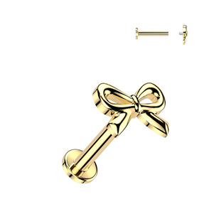 LB0045GD-1208 Zlacená Llabreta / piercing do ucha - mašlička
