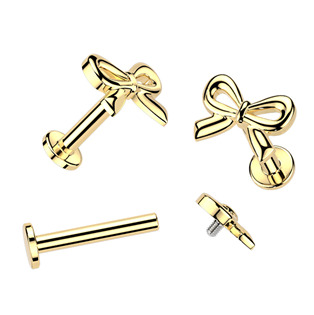 LB0045GD-1208 Zlacená Llabreta / piercing do ucha - mašlička