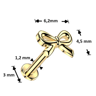 LB0045GD-1208 Zlacená Llabreta / piercing do ucha - mašlička