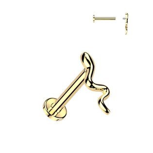 LB0046GD-1208 Zlacená labreta / piercing do ucha - had