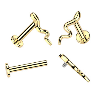 LB0046GD-1208 Zlacená labreta / piercing do ucha - had