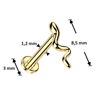LB0046GD-1208 Zlacená labreta / piercing do ucha - had