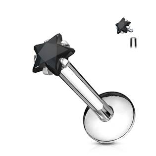 LB01124-C Piercing do brady labreta - hvězda 3 mm