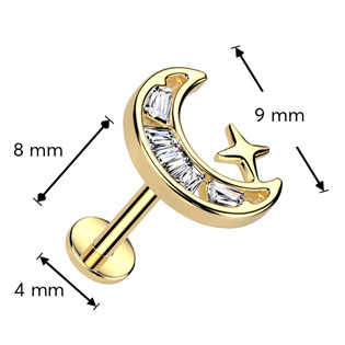 LB046-GDC Zlacená labreta - PUSH IN piercing do brady