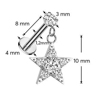 LB049 Labreta - piercing do brady s hězdou