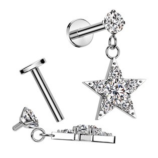 LB049 Labreta - piercing do brady s hězdou